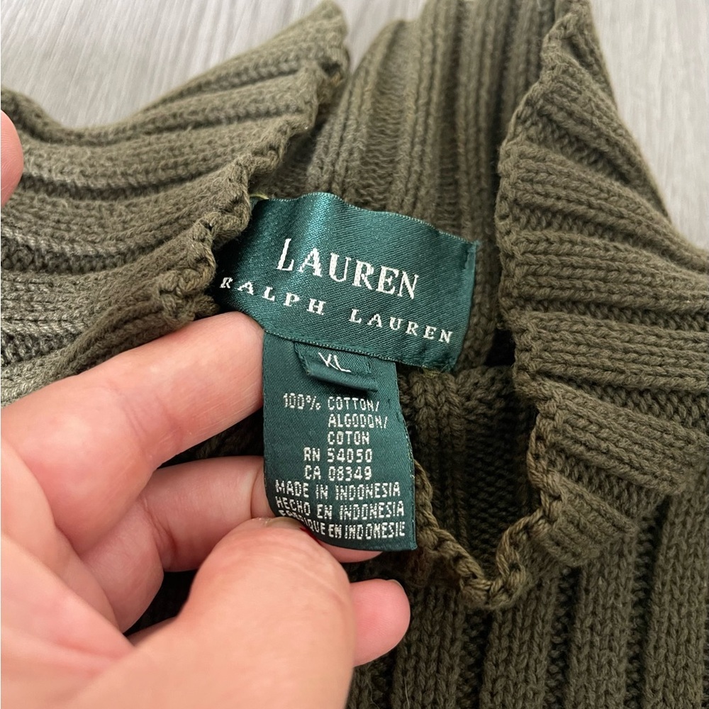 Lauren Ralph Lauren Olive Green Turtleneck Sweater - Picture 8 of 9